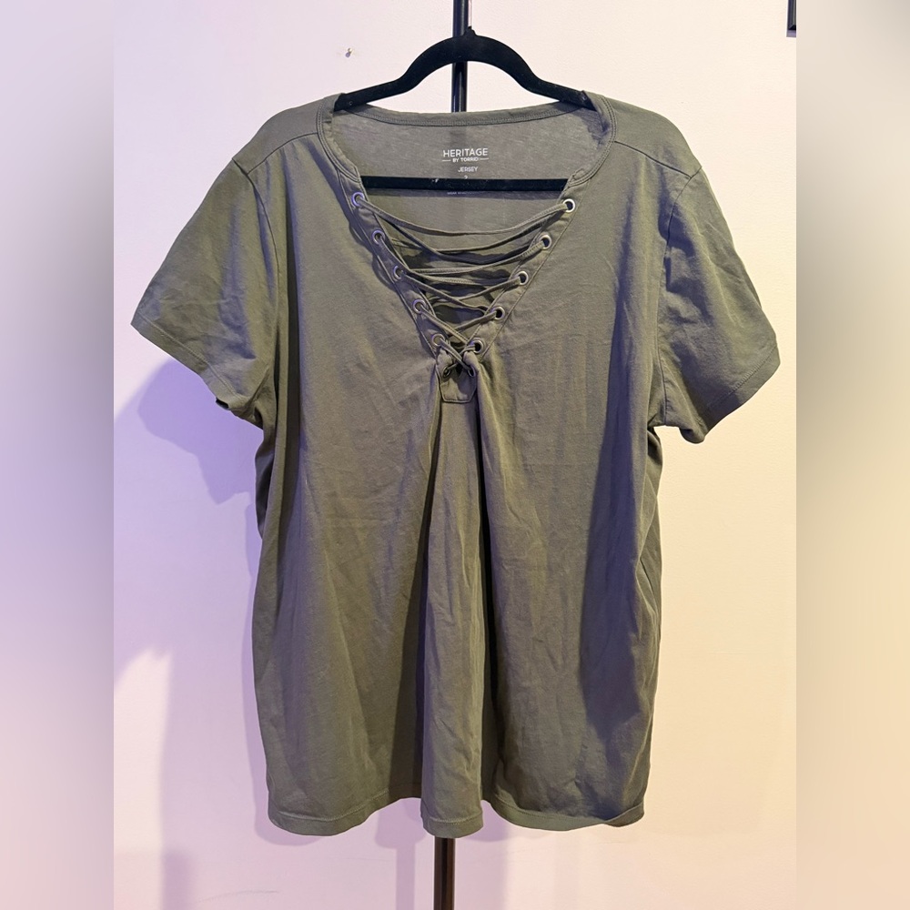 Heritage Torrid Olive Lace-Up Women's Top